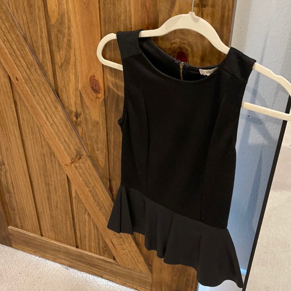 “Lily White” black peplum tank